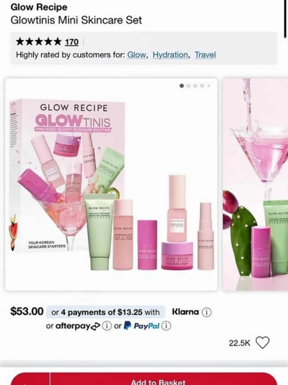 BNIB Glow Recipe Glowtinis Mini Skincare Set